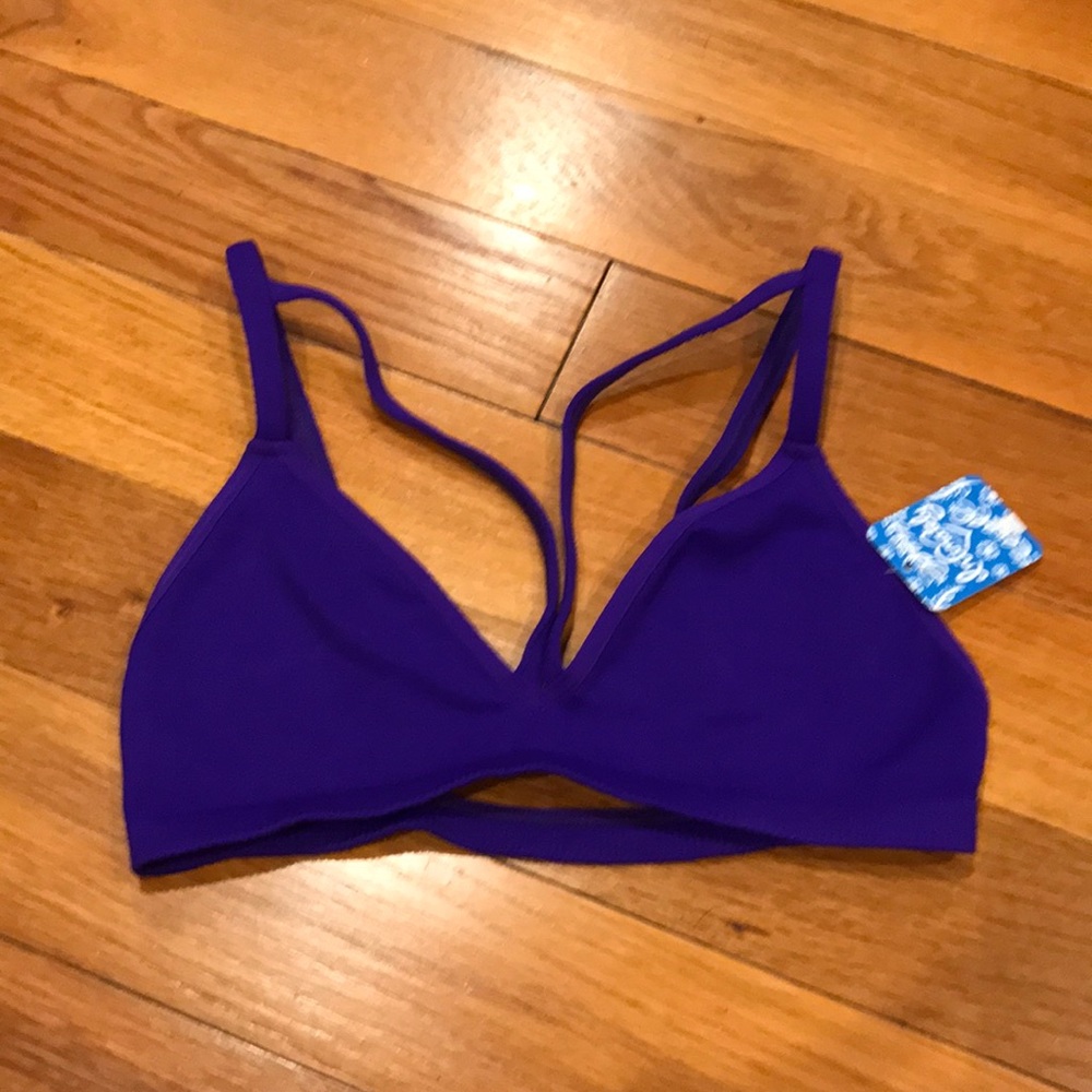 Free people purple soft bra with strapped detail.